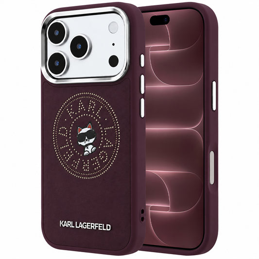 MagSafe-deksel for Apple iPhone 18 Pro Max / 17 Pro Max, Karl Lagerfeld, Point and Choupette Sketch, Burgunder