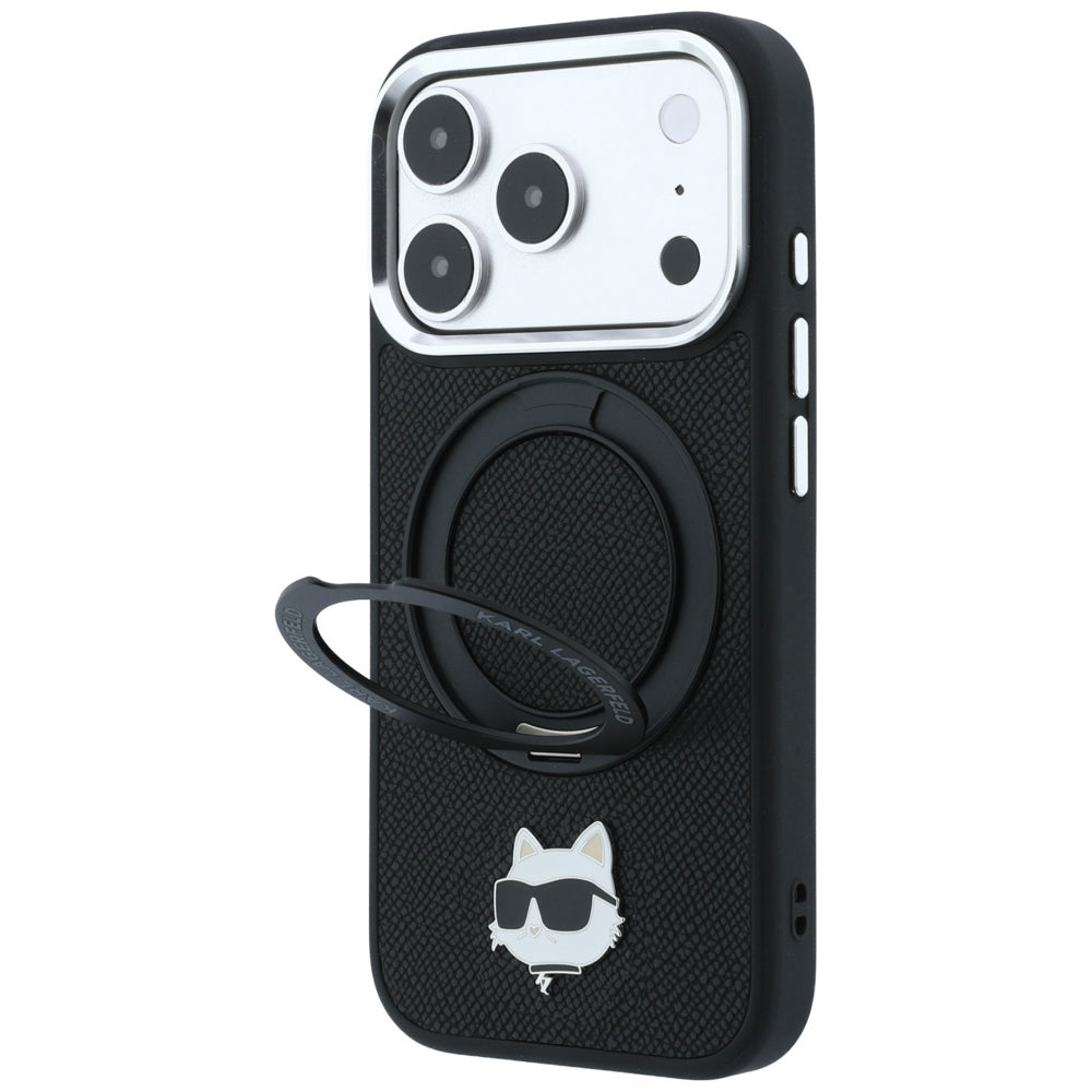 MagSafe-deksel til Apple iPhone 18 Pro Max / 17 Pro Max, Karl Lagerfeld, Ring Stand 360 Choupette Pin, svart