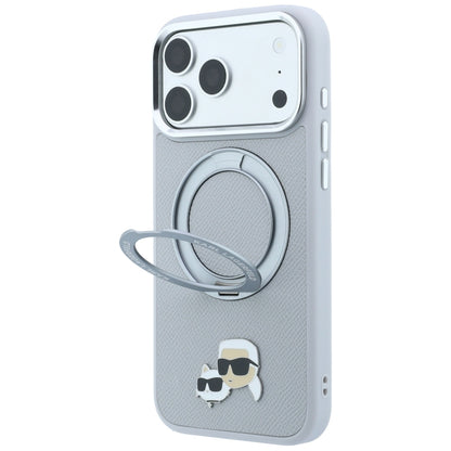 MagSafe-deksel til Apple iPhone 18 Pro Max / 17 Pro Max, Karl Lagerfeld, Ring Stand 360 Karl & Choupette Pin, grå