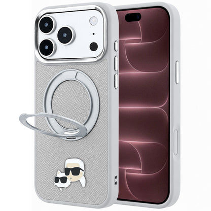 MagSafe-deksel til Apple iPhone 18 Pro Max / 17 Pro Max, Karl Lagerfeld, Ring Stand 360 Karl & Choupette Pin, grå