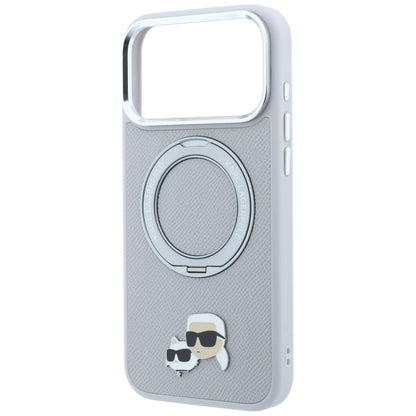 MagSafe-deksel til Apple iPhone 18 Pro Max / 17 Pro Max, Karl Lagerfeld, Ring Stand 360 Karl & Choupette Pin, grå