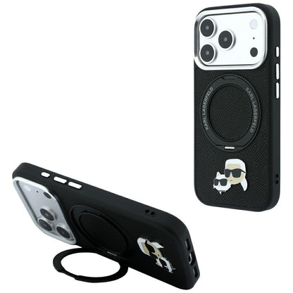 MagSafe-deksel for Apple iPhone 18 Pro Max / 17 Pro Max, Karl Lagerfeld, Ring Stand 360 Karl & Choupette Pin, Svart