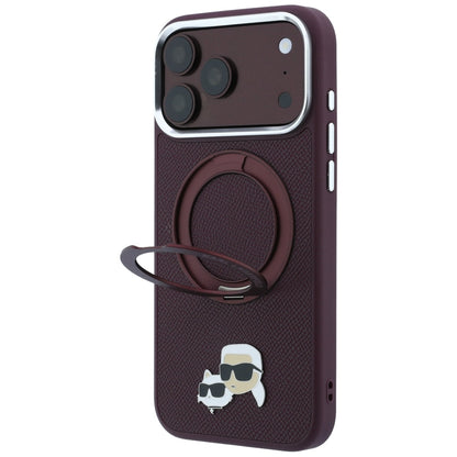 MagSafe-deksel til Apple iPhone 18 Pro Max / 17 Pro Max, Karl Lagerfeld, Ring Stand 360 Karl & Choupette Pin, vinrød