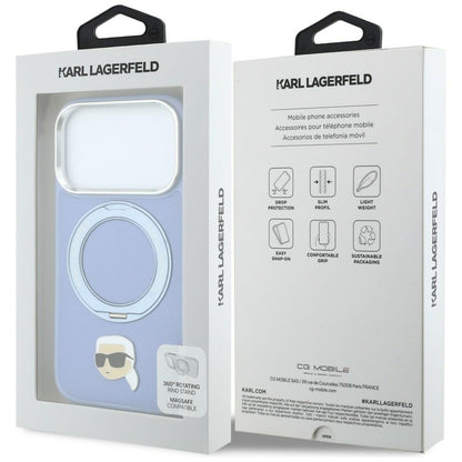 MagSafe-deksel til Apple iPhone 18 Pro Max / 17 Pro Max, Karl Lagerfeld, Ring Stand 360 Karl Pin, blå