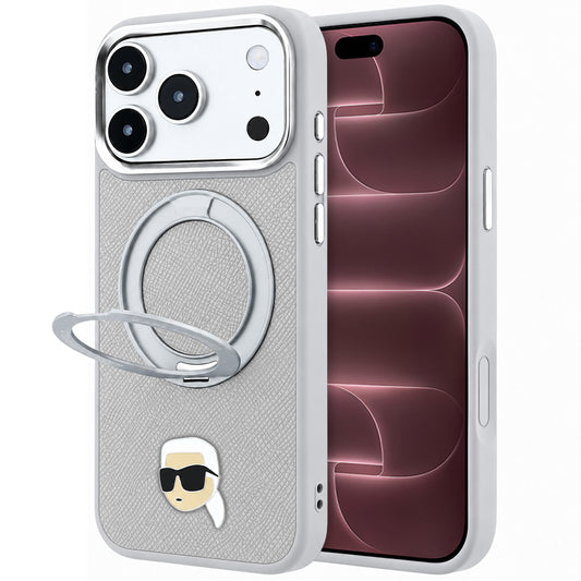 MagSafe-deksel til Apple iPhone 18 Pro Max / 17 Pro Max, Karl Lagerfeld, Ring Stand 360 Karl Pin, grå