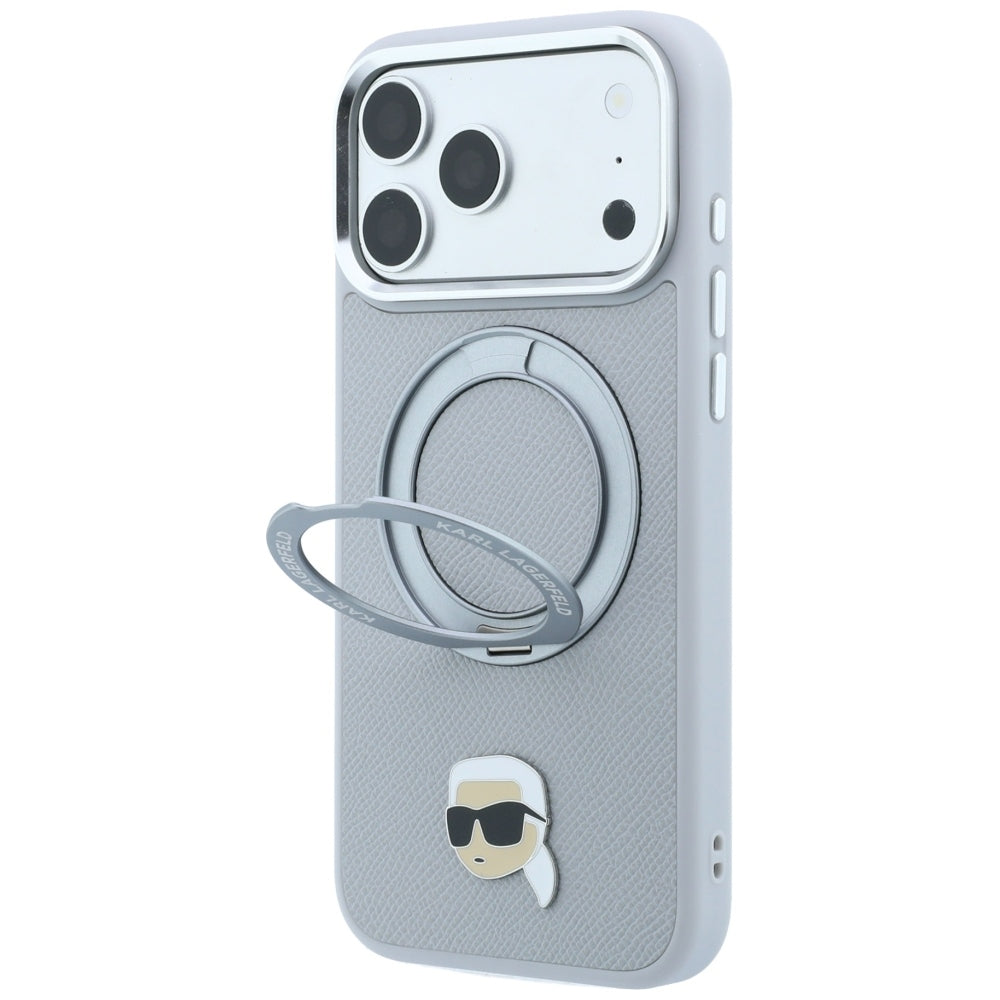 MagSafe-deksel til Apple iPhone 18 Pro Max / 17 Pro Max, Karl Lagerfeld, Ring Stand 360 Karl Pin, grå