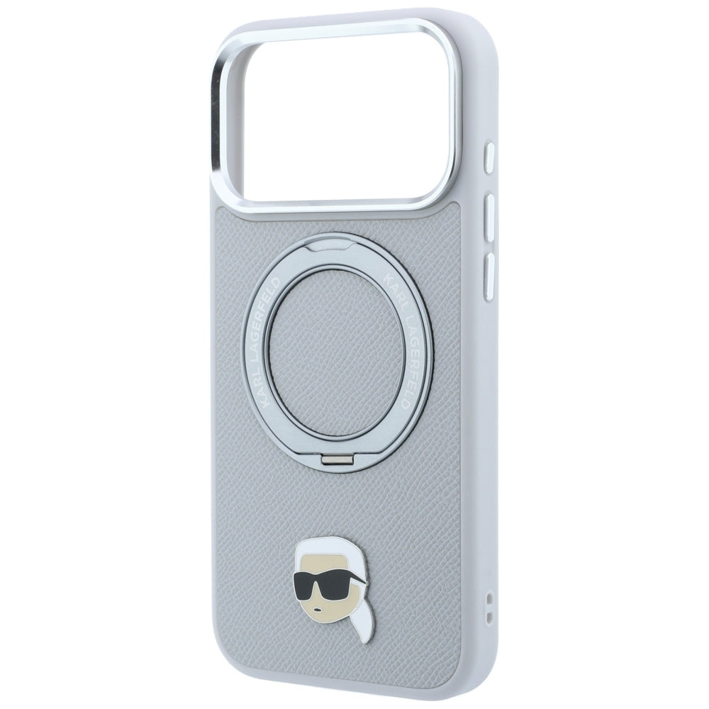 MagSafe-deksel til Apple iPhone 18 Pro Max / 17 Pro Max, Karl Lagerfeld, Ring Stand 360 Karl Pin, grå