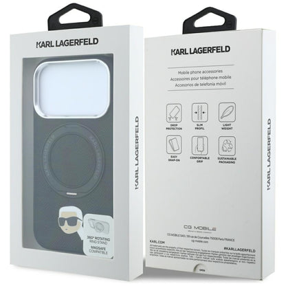 MagSafe-deksel til Apple iPhone 18 Pro Max / 17 Pro Max, Karl Lagerfeld, Ring Stand 360 Karl Pin, svart