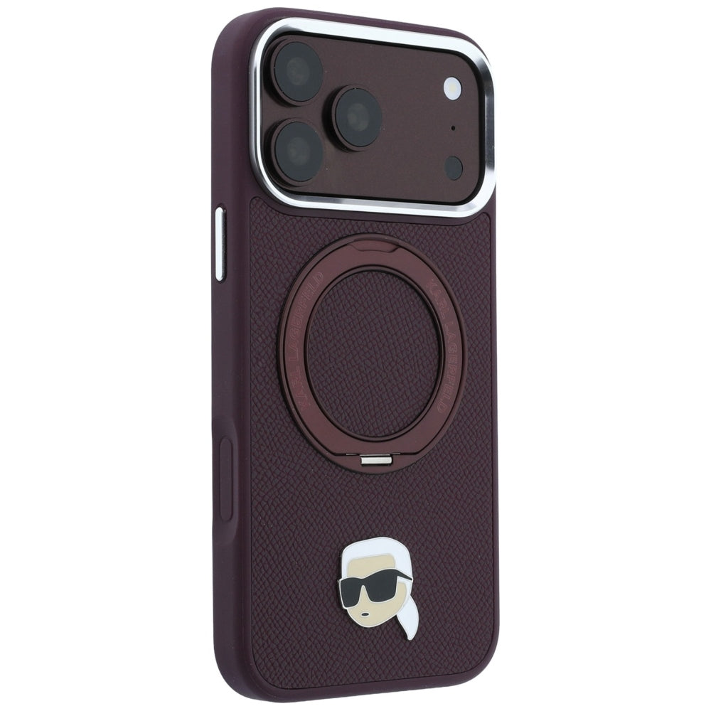 MagSafe-deksel for Apple iPhone 18 Pro Max / 17 Pro Max, Karl Lagerfeld, Ring Stand 360 Karl Pin, Burgunder