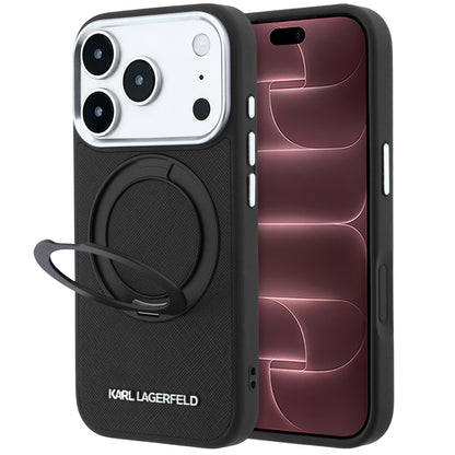 MagSafe-deksel for Apple iPhone 18 Pro Max / 17 Pro Max, Karl Lagerfeld, Ring Stand 360 Saffiano, Svart