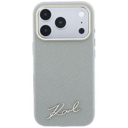 MagSafe-deksel for Apple iPhone 18 Pro Max / 17 Pro Max, Karl Lagerfeld, Saffiano Small Script Metal Logo, Beige