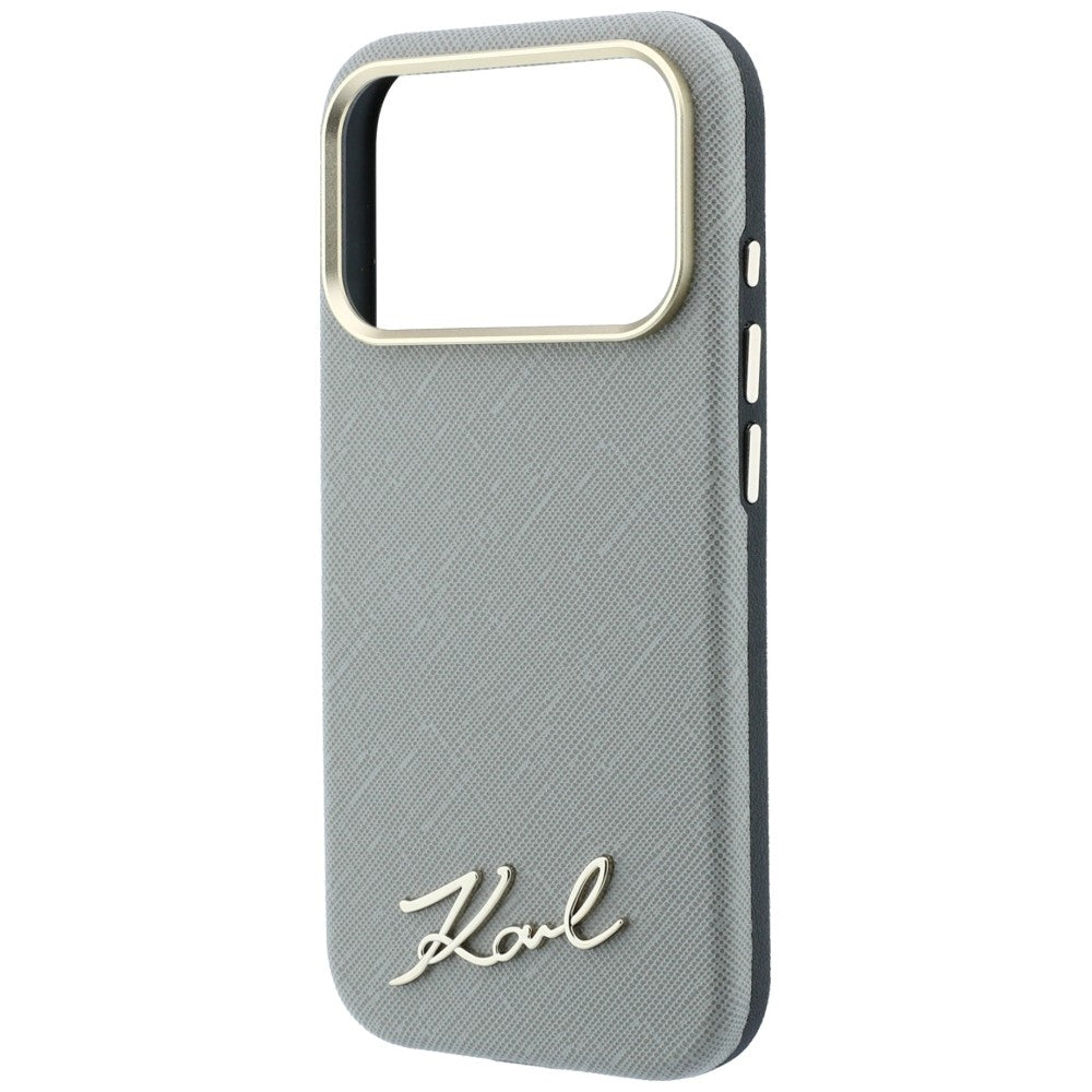 MagSafe-deksel for Apple iPhone 18 Pro Max / 17 Pro Max, Karl Lagerfeld, Saffiano Small Script Metal Logo, Beige