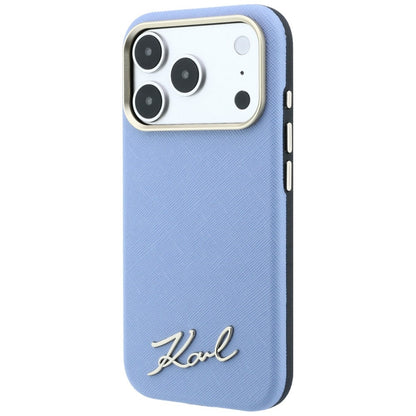 MagSafe-deksel for Apple iPhone 18 Pro Max / 17 Pro Max, Karl Lagerfeld, Saffiano Small Script Metal Logo, Bleu