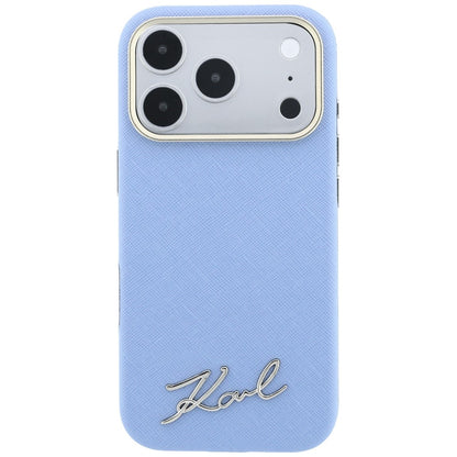 MagSafe-deksel for Apple iPhone 18 Pro Max / 17 Pro Max, Karl Lagerfeld, Saffiano Small Script Metal Logo, Bleu