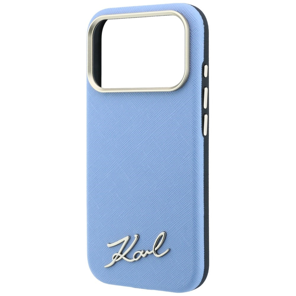 MagSafe-deksel for Apple iPhone 18 Pro Max / 17 Pro Max, Karl Lagerfeld, Saffiano Small Script Metal Logo, Bleu