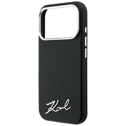 MagSafe-deksel for Apple iPhone 18 Pro Max / 17 Pro Max, Karl Lagerfeld, Saffiano Small Script Metal Logo, Svart