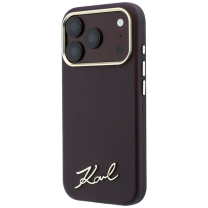 MagSafe-deksel for Apple iPhone 18 Pro Max / 17 Pro Max, Karl Lagerfeld, Saffiano Small Script Metal Logo, Burgunder