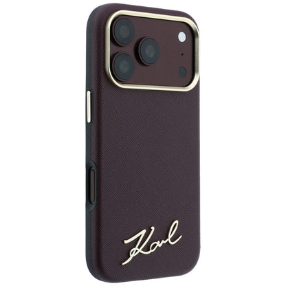 MagSafe-deksel for Apple iPhone 18 Pro Max / 17 Pro Max, Karl Lagerfeld, Saffiano Small Script Metal Logo, Burgunder