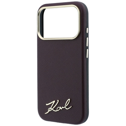 MagSafe-deksel for Apple iPhone 18 Pro Max / 17 Pro Max, Karl Lagerfeld, Saffiano Small Script Metal Logo, Burgunder