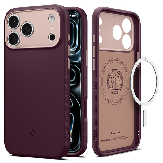 MagSafe-deksel for Apple iPhone 18 Pro Max / 17 Pro Max, Spigen, Caseology Nano Pop, Burgunder ACS12141