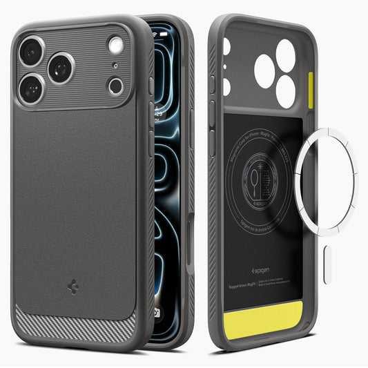 MagSafe-deksel for Apple iPhone 18 Pro Max / 17 Pro Max, Spigen, Rugged Armor, Grå ACS12110