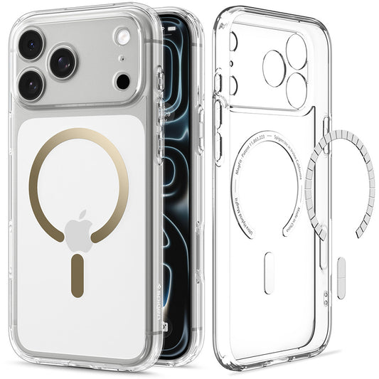 MagSafe-deksel for Apple iPhone 18 Pro Max / 17 Pro Max, Spigen, Ultra Hybrid, Gull Transparent ACS12120