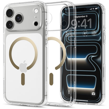 MagSafe-deksel for Apple iPhone 18 Pro Max / 17 Pro Max, Spigen, Ultra Hybrid, Gull Transparent ACS12120