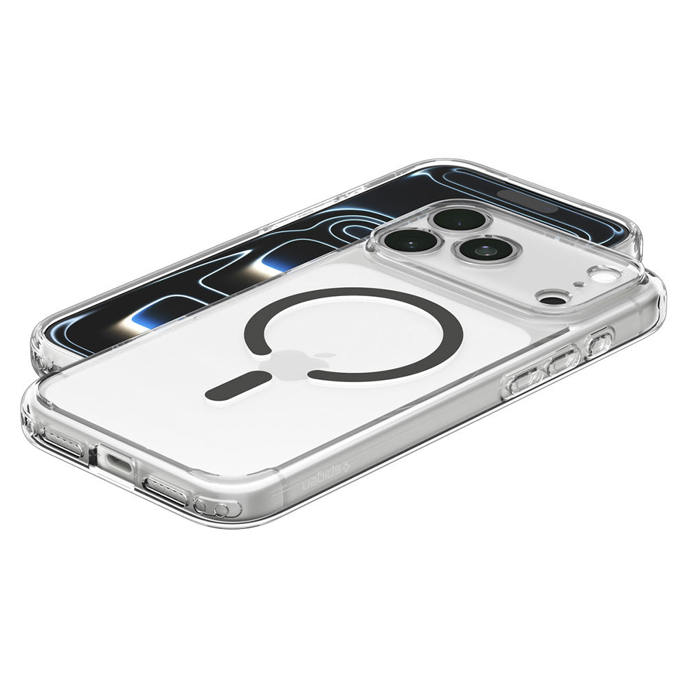 MagSafe-deksel for Apple iPhone 18 Pro Max / 17 Pro Max, Spigen, Ultra Hybrid, Grå Transparent ACS12119