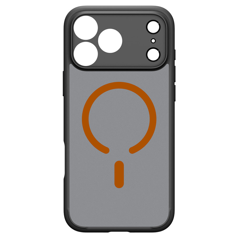 MagSafe-deksel for Apple iPhone 18 Pro Max / 17 Pro Max, Spigen, Ultra Hybrid, Svart Oransje Satinert ACS12125