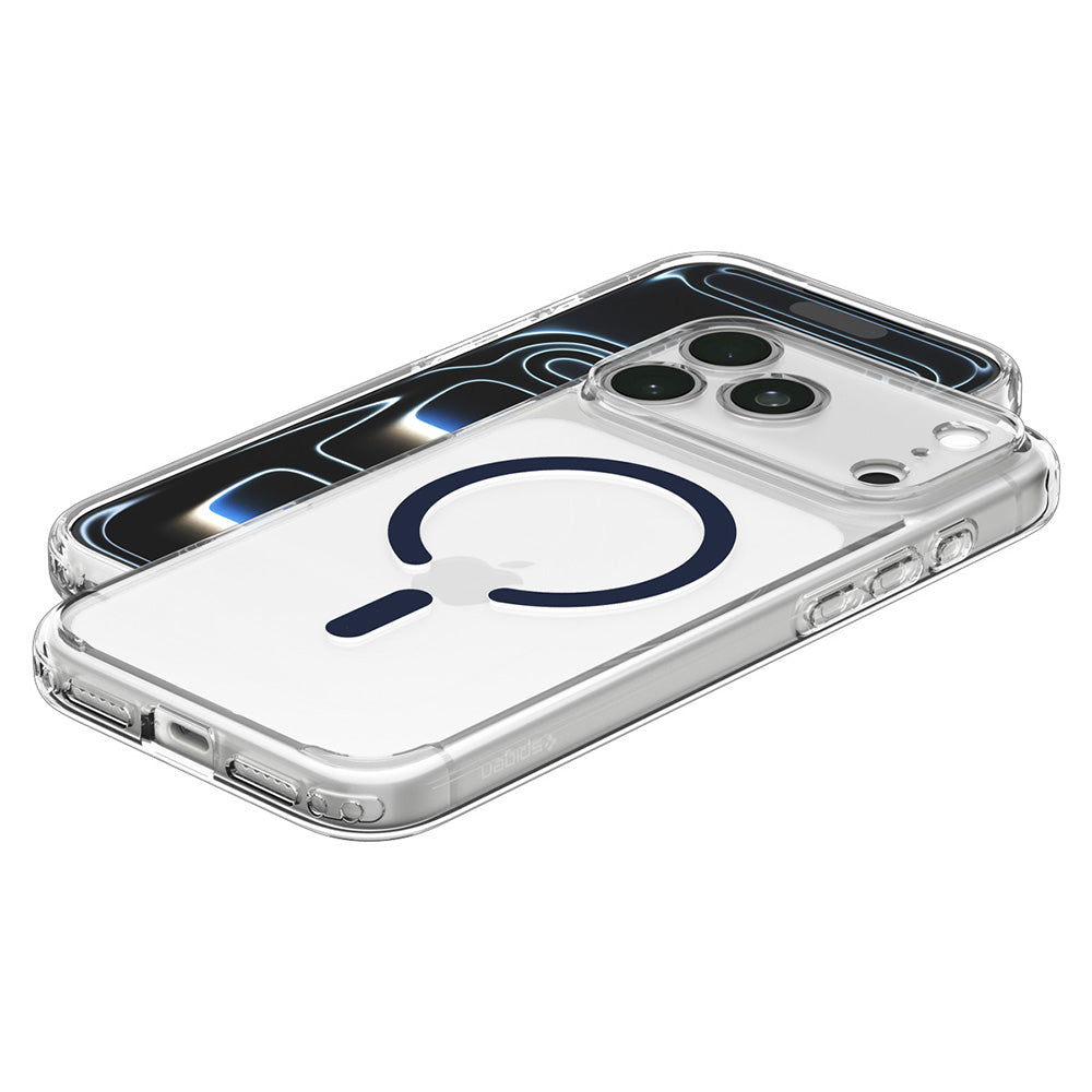 MagSafe-deksel for Apple iPhone 18 Pro Max / 17 Pro Max, Spigen, Ultra Hybrid, Transparent Marineblå ACS12121