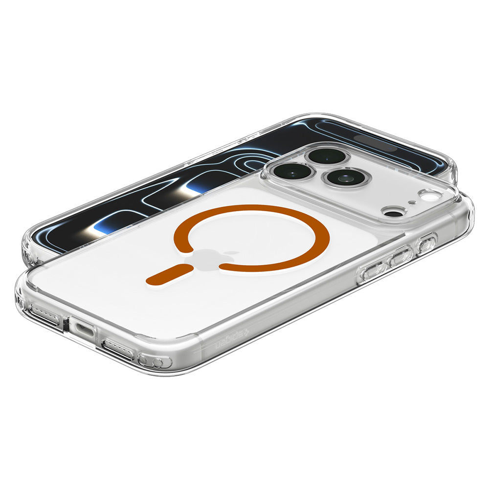 MagSafe-deksel for Apple iPhone 18 Pro Max / 17 Pro Max, Spigen, Ultra Hybrid, Transparent Oransje ACS12122