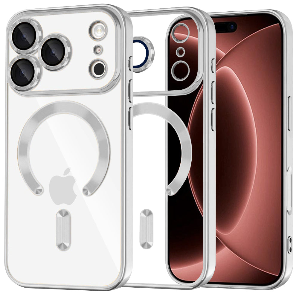 MagSafe-deksel for Apple iPhone 18 Pro Max / 17 Pro Max, Techsuit, Luxury Crystal, Sølv