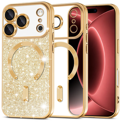 MagSafe-deksel for Apple iPhone 18 Pro Max / 17 Pro Max, Techsuit, Luxury Glitter, Gullfarget