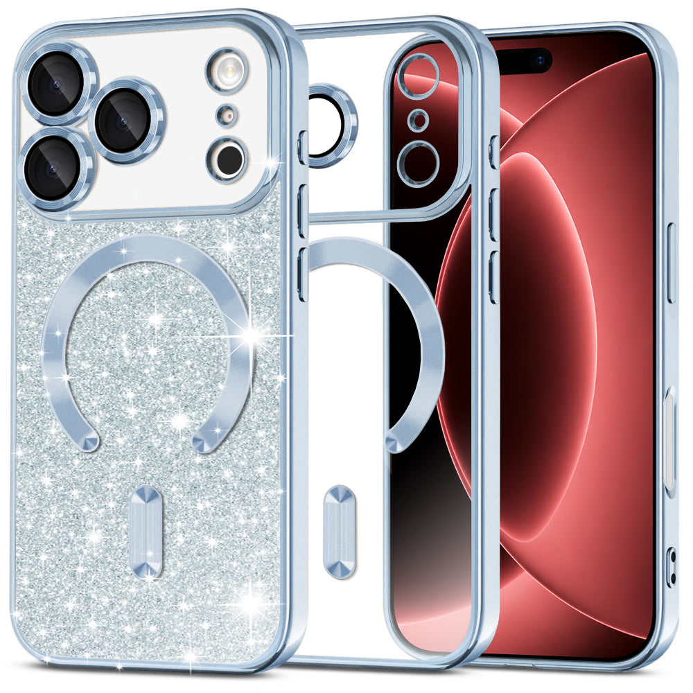 MagSafe-deksel for Apple iPhone 18 Pro Max / 17 Pro Max, Techsuit, Luxury Glitter, Bleu