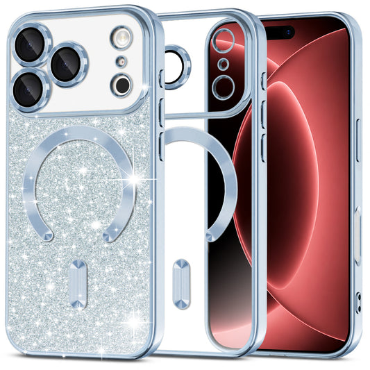MagSafe-deksel for Apple iPhone 18 Pro Max / 17 Pro Max, Techsuit, Luxury Glitter, Bleu