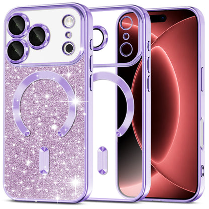 MagSafe-deksel for Apple iPhone 18 Pro Max / 17 Pro Max, Techsuit, Luxury Glitter, Lys lilla
