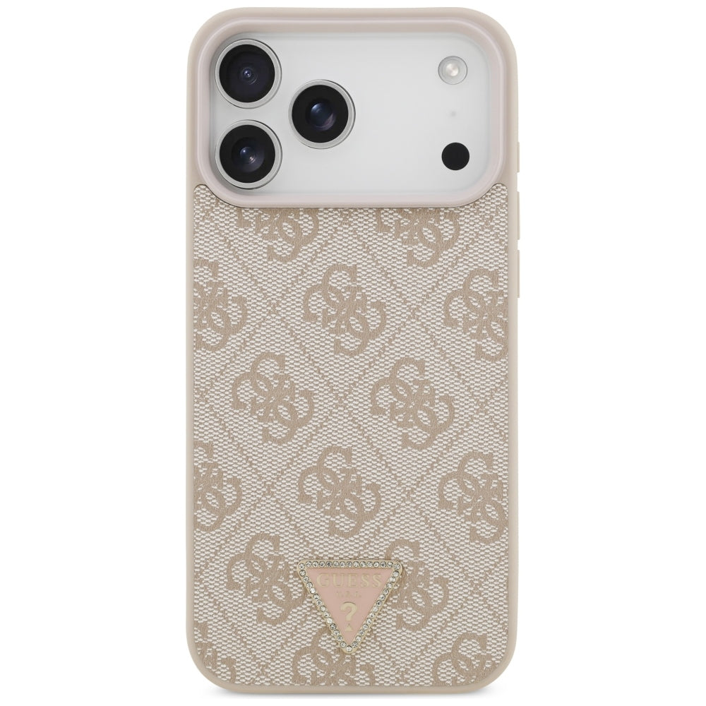 MagSafe-deksel for Apple iPhone 18 Pro Max, Guess, 4G Triangle Strass, Rosa