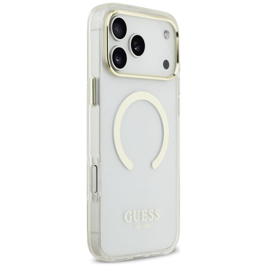 MagSafe-deksel for Apple iPhone 18 Pro Max, Guess, Metal Outline, Gullfarget
