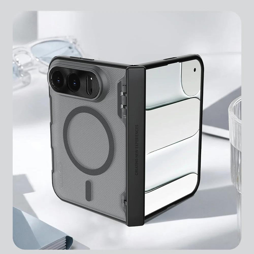 MagSafe-deksel til Apple iPhone Duo, Nillkin Super Frosted Shield, svart, gjennomsiktig med satengfinish