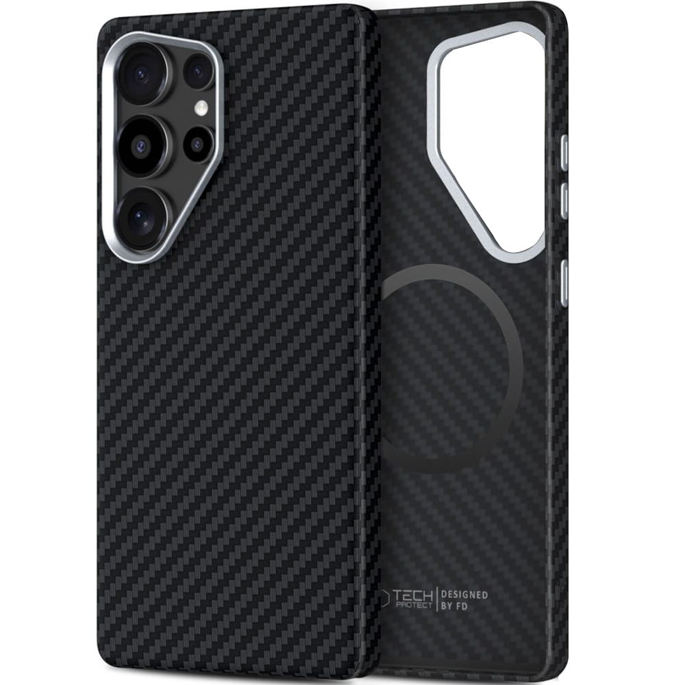 MagSafe-deksel for Samsung Galaxy S25 Ultra S938, Tech-Protect, Ion Carbon, Svart