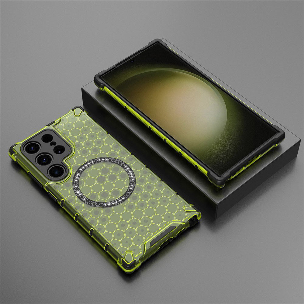 MagSafe-deksel for Samsung Galaxy S25 Ultra S938, Techsuit, HoneyComb Shield, Grønn