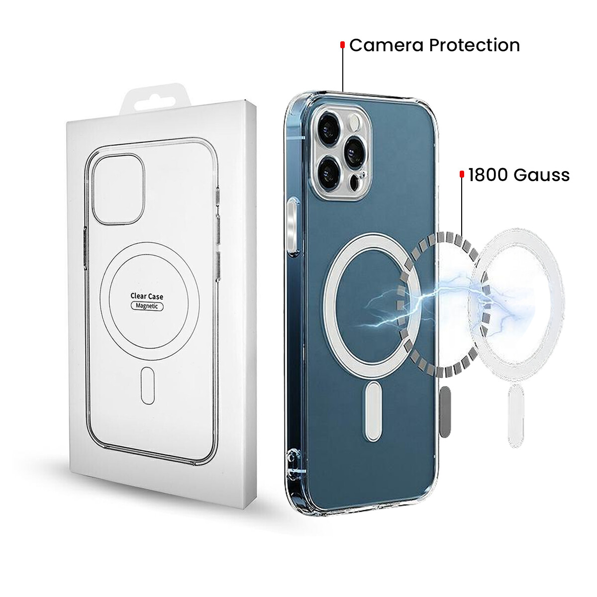 MagSafe-deksel for Samsung Galaxy S24 S921, OEM, 1800 Gauss, Transparent