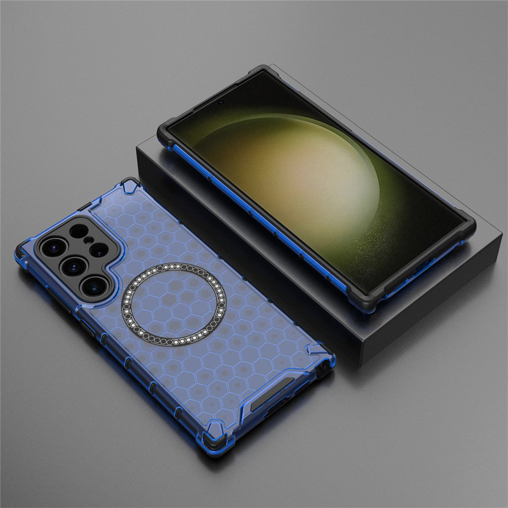 MagSafe-deksel for Samsung Galaxy S24 Ultra S928, Techsuit, HoneyComb Shield, Blå