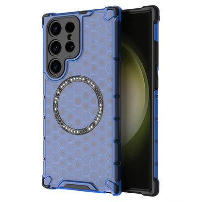 MagSafe-deksel for Samsung Galaxy S24 Ultra S928, Techsuit, HoneyComb Shield, Blå