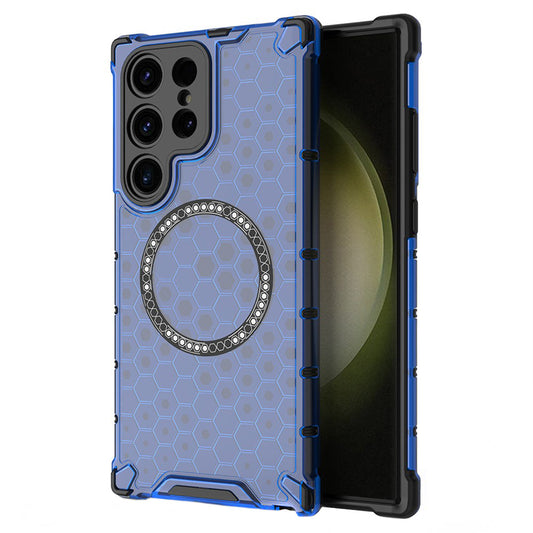 MagSafe-deksel for Samsung Galaxy S24 Ultra S928, Techsuit, HoneyComb Shield, Blå
