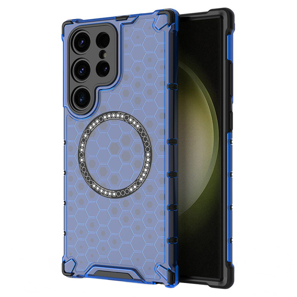 MagSafe-deksel for Samsung Galaxy S25 Ultra S938, Techsuit, HoneyComb Shield, Blå
