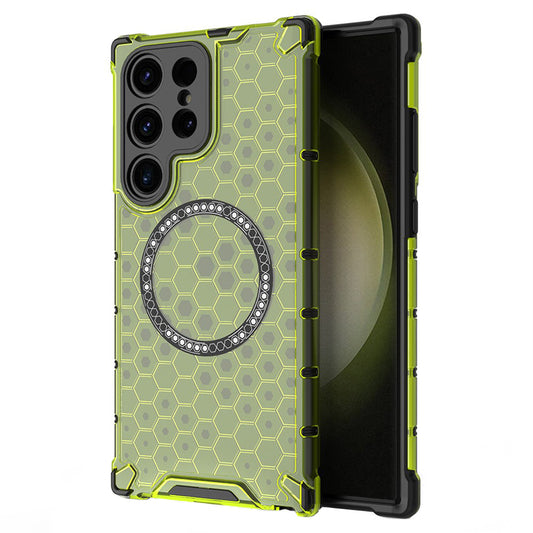 MagSafe-deksel for Samsung Galaxy S25 Ultra S938, Techsuit, HoneyComb Shield, Grønn
