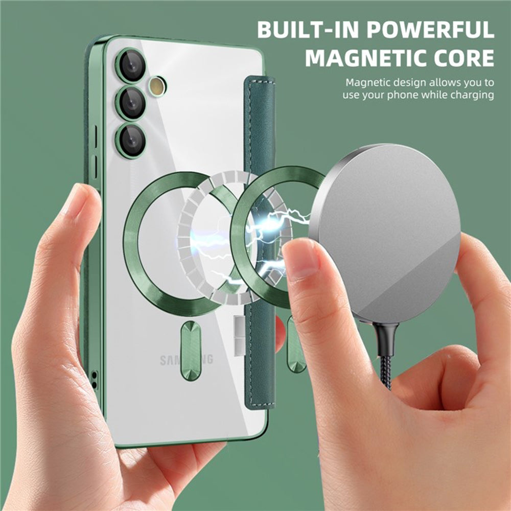 MagSafe-deksel for Samsung Galaxy A05s A057, Techsuit, SmartMag Book, Grønn