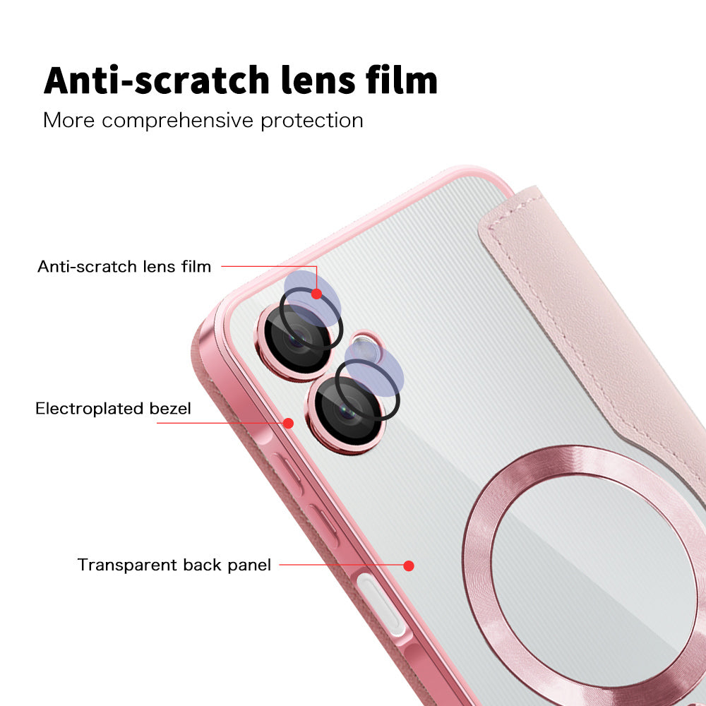 MagSafe-deksel for Samsung Galaxy A06 A065, Techsuit, SmartMag Book, Rosa