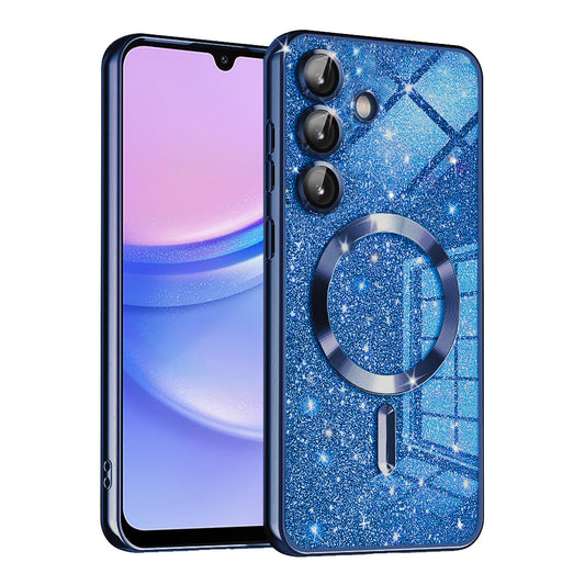 MagSafe-deksel for Samsung Galaxy A15 5G A156 / A15 A155, Techsuit, Luxury Glitter, Mørk blå